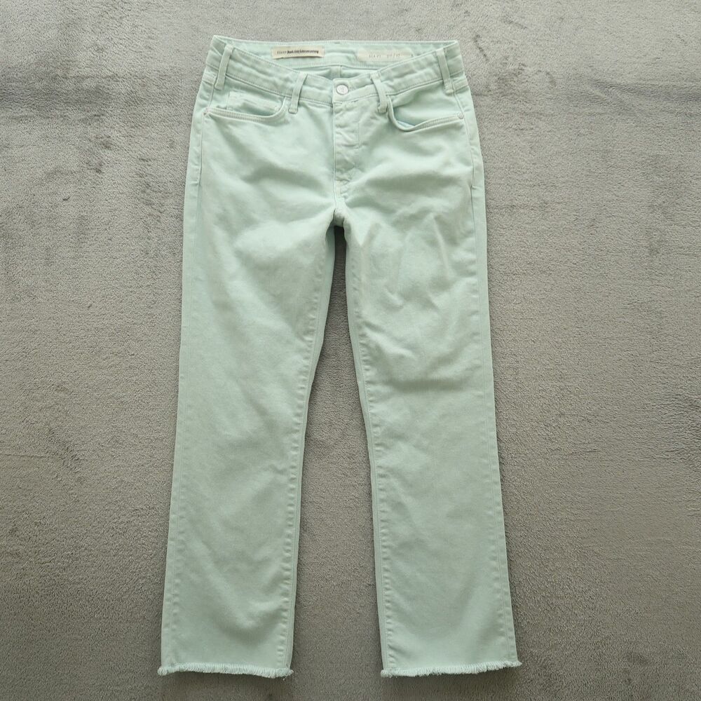 Pilcro Jeans Women's Size 27 Green Mid-Rise Script Straight Crop Fray 25" Inseam